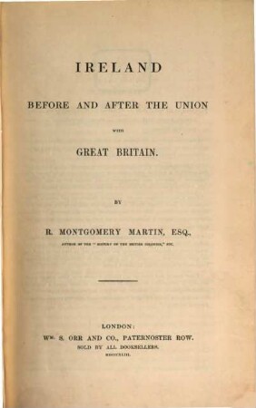 Ireland before and after the union with Great Britain