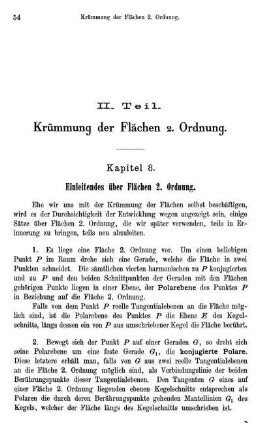 II. Teil. Krümmung der Flächen 2. Ordnung.
