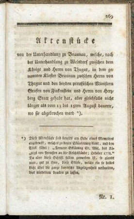 Aktenstücke von der Unterhandlung zu Braunau [...]