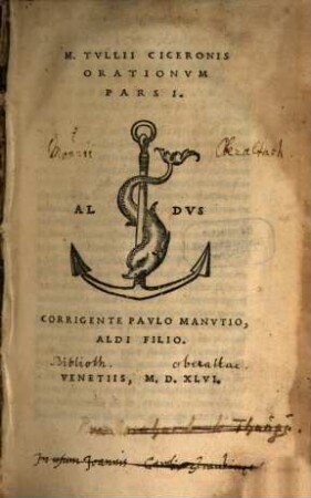 M. Tvllii Ciceronis Orationvm Pars ..., 1
