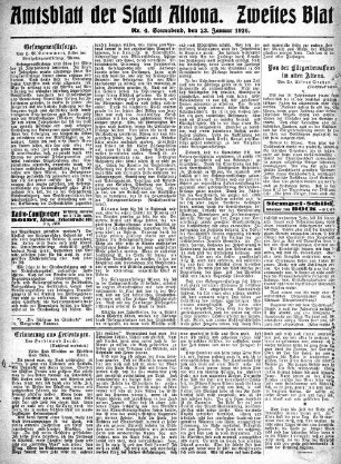 Nummer 4. Zweites Blatt. : Sonnabend, den 23. Januar 1926