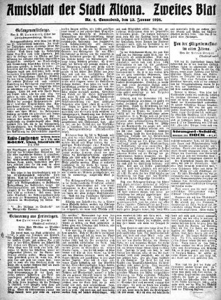 Nummer 4. Zweites Blatt. : Sonnabend, den 23. Januar 1926