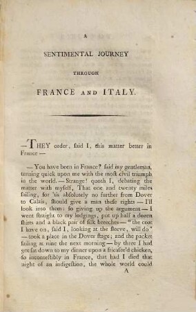 A Sentimental Journey Through France And Italy