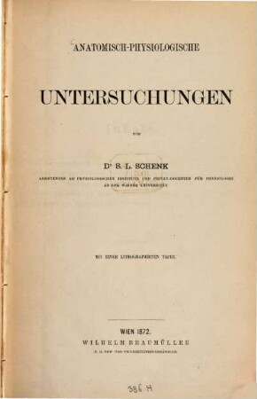 Anatomisch-physiologische Untersuchungen