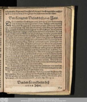 Von Krieg und Unfried deß 1608. Jars.