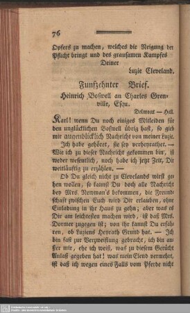 Funfzehnter Brief