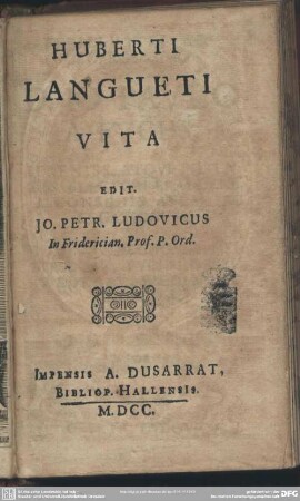 Huberti Langueti Vita