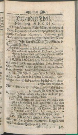 Der andere Theil. Von den Verbis.