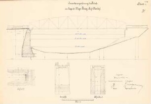 Brücke im Zuge des Weges Brieg-Groß Neudorf, Brieg: Ansichten, Aufsicht, Schnitte 1:100