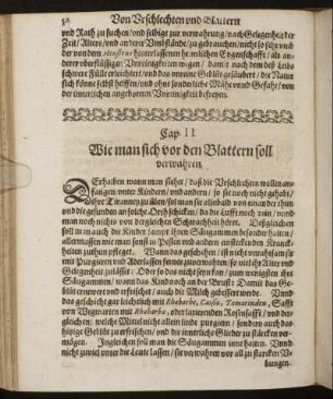 Cap. II. Wie man sich vor den Blattern soll verwahren.