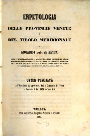 Erpetologia delle provincie Venete e del Tirolo meridionale