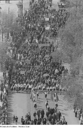 Luftansicht des Demonstrationszugs