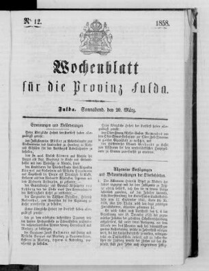 Nr. 12, Ausgabe vom 20. März 1858