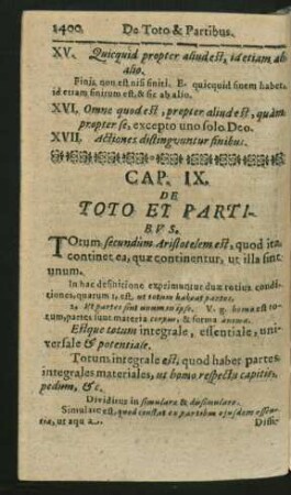 Cap. IX. De Toto Et Partibus.