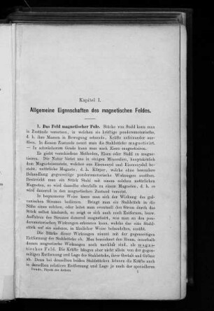 Kapitel I. Allgemeine Eigenschaften des magnetischen Feldes