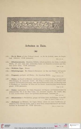 Arbeiten in Bein (Nr. 1062 - 1086)