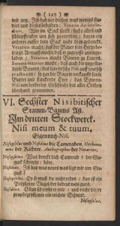 VI. Sechster Nisibitischer Stamm-Baums Ast. ... Nisi meum & tuum. Eigennutz-Nisi.