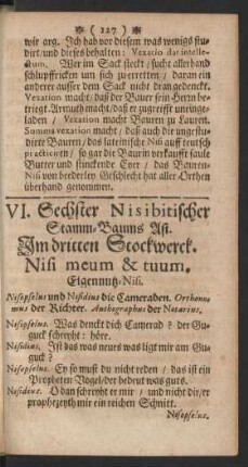 VI. Sechster Nisibitischer Stamm-Baums Ast. ... Nisi meum & tuum. Eigennutz-Nisi.