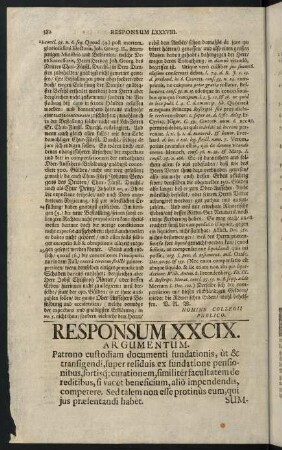 582-608, Responsum XXCIX. De reditibus ad piam causam dispositio - Responsum XCI. Onera feudi. causa rei. success. singul.
