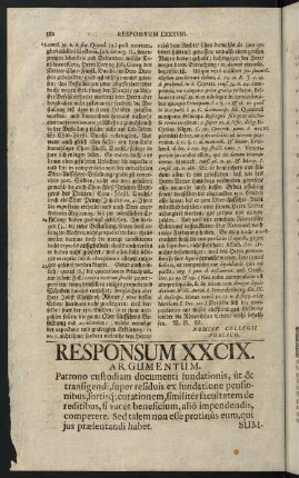 582-608, Responsum XXCIX. De reditibus ad piam causam dispositio - Responsum XCI. Onera feudi. causa rei. success. singul.