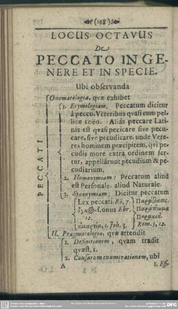 Locus Octavus De Peccato In Genere Et In Specie