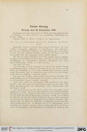 Zweite Sitzung. Freitag, den 29. September 1922
