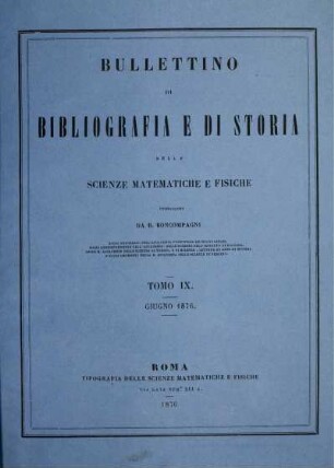 Tomo IX. Giugno 1876.