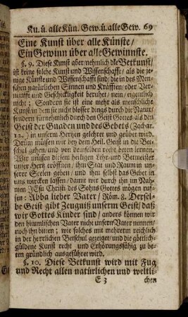 Eine Kunst über alle Künste, Ein Gewinn über alle Gewinnste