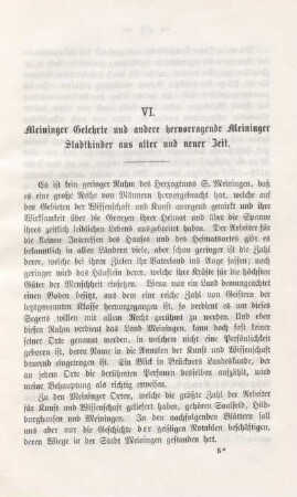 VI. Meininger Gelehrte und andere hervorragende Meininger Stadtkinder aus alter und neuer Zeit