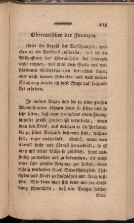 Oberaufseher der Finanzen.