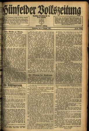 Ausgabe vom Samstag, den 06. August 1921.