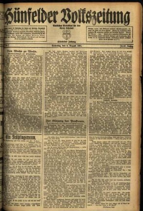 Ausgabe vom Samstag, den 06. August 1921.