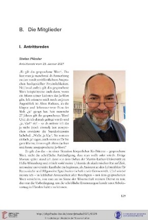 Stefan Pfänder : Antrittsrede vom 23. Januar 2021