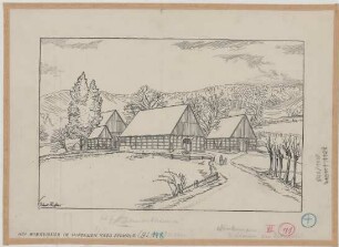 Hiddensen bei Eschenbruch (Kreis Detmold): Hof Winkemeier. - Lageplan. - Haupthaus (Grundriss, Ansichten, Schnitte, Details). - Schweinehaus (Grundriss, Ansichten, Schnitte). - Scheune (Grundriss, Ansichten, Schnitte). - Leibzucht (Ansichten, Schnitte, Grundriss, Details). - Backhaus (Schnitte, Ansichten, Grundriss, Details)