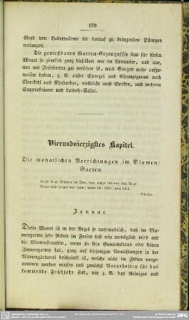 Vierundvierzigstes Kapitel. Die monatlichen Verrichtungen im Blumengarten