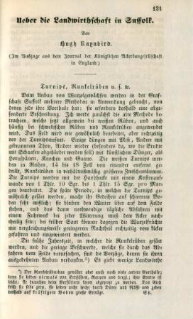 Ueber die Landwirthschaft in Suffolk.