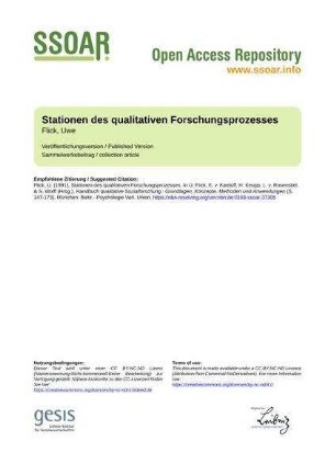 Stationen des qualitativen Forschungsprozesses