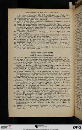 Sprachwissenschaft und fremde Literaturen (Nr. 967-1217)