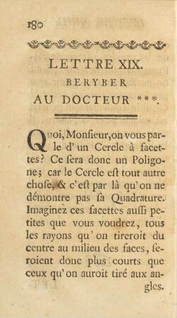 Lettre XIX. Beryber Au Docteur ***.