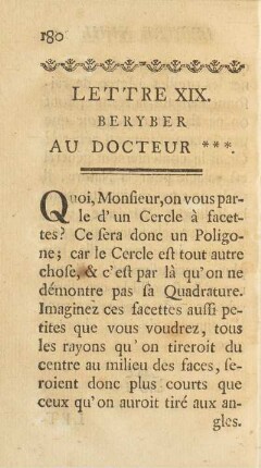 Lettre XIX. Beryber Au Docteur ***.