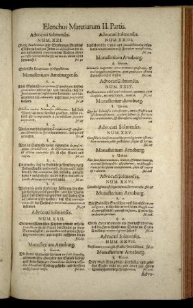 Elenchus Materiarum II. Partis.