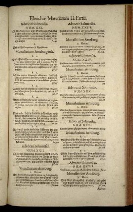 Elenchus Materiarum II. Partis.