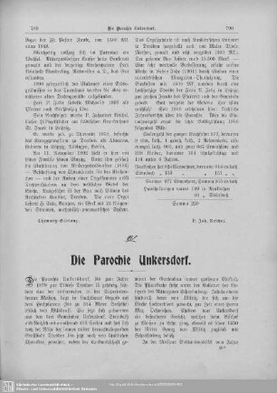 Die Parochie Unkersdorf