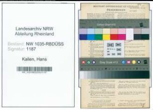 Entnazifizierung Hans Kallen , geb. 22.05.1909 (Kaufmaennischer Angestellter)