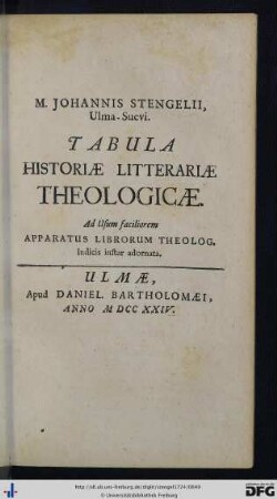 Tabula Historiae Litterariae Theologicae.