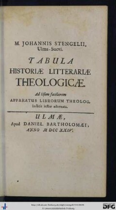 Tabula Historiae Litterariae Theologicae.
