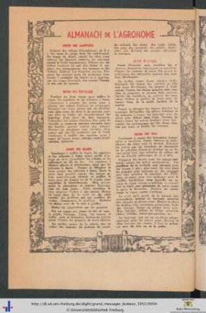 Almanach de l'Agronome.