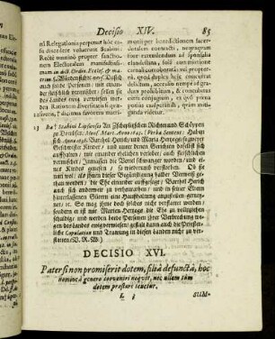 Decisio XVI. - Decisio XX.