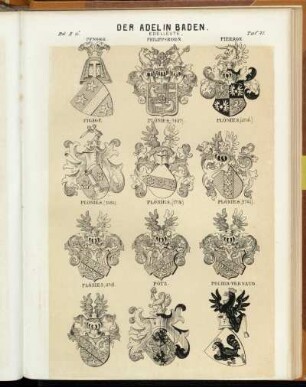 Taf. 71. Pfnorr. - Philippsborn. - Pierron. - Pigage - Plönies, (1487). - Plönies, (and.) - Plönies, (1532). - Plönies, (1719.) - Plönies, (1740). - Plönies, and. - Pötz. - Polier-Vernaud.