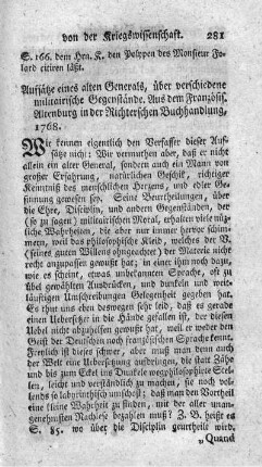 Aufsätze eines alten Generals, über verschiedene militärische Gegenstände.